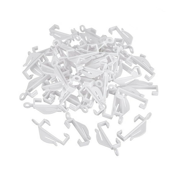 50 PCS Bean Shape Rod Slides Plastic Curtain Rail Track Gliders Hooks for Window Door Shower Curtains (White)