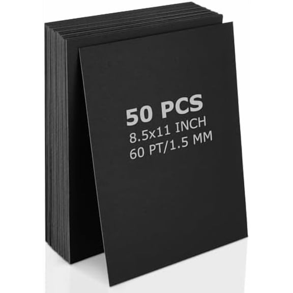 50 PCS Black Chipboard Sheets 8.5 x 11 Inch Book Board for Book Binding 60 PT Thick Black Chip Board for Crafts, Book Binding Cover, Box Making, DIY