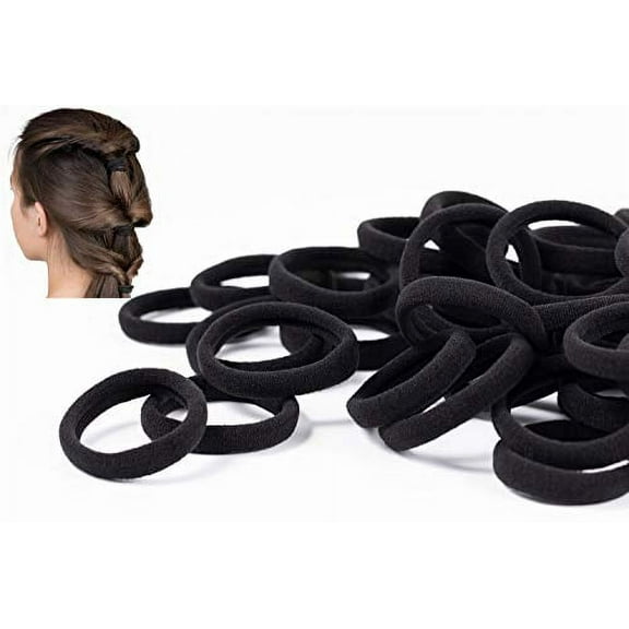 50 PCS Black Hair Ties for Women,Seamless Hair Bands That Will Not Break,Ponytail Holders,Will Not Slip or Tangles,No Damage to Thick Hair,2 Inch in Diameter
