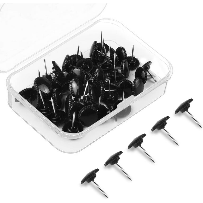 50 PCS Black Plastic Push Pins, Office Supplies Thumb Tacks for