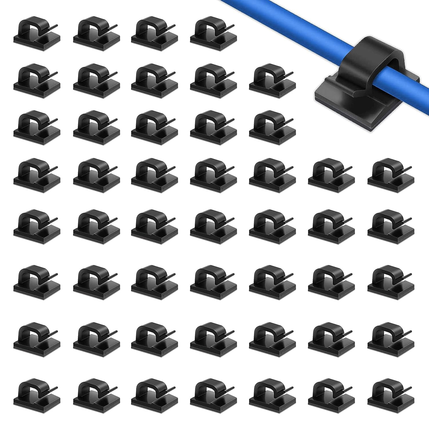 50 PCS Cable Clips, Cable Management Clips with Strong SelfAdhesive