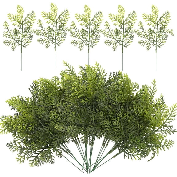 50 PCS Christmas Artificial Pine Needles Branches Garland Artificial Green Pine Needles Branches, Fake Craft Greenery Pine Picks for DIY Wreath Christmas Embellishing and Home Garden Decor