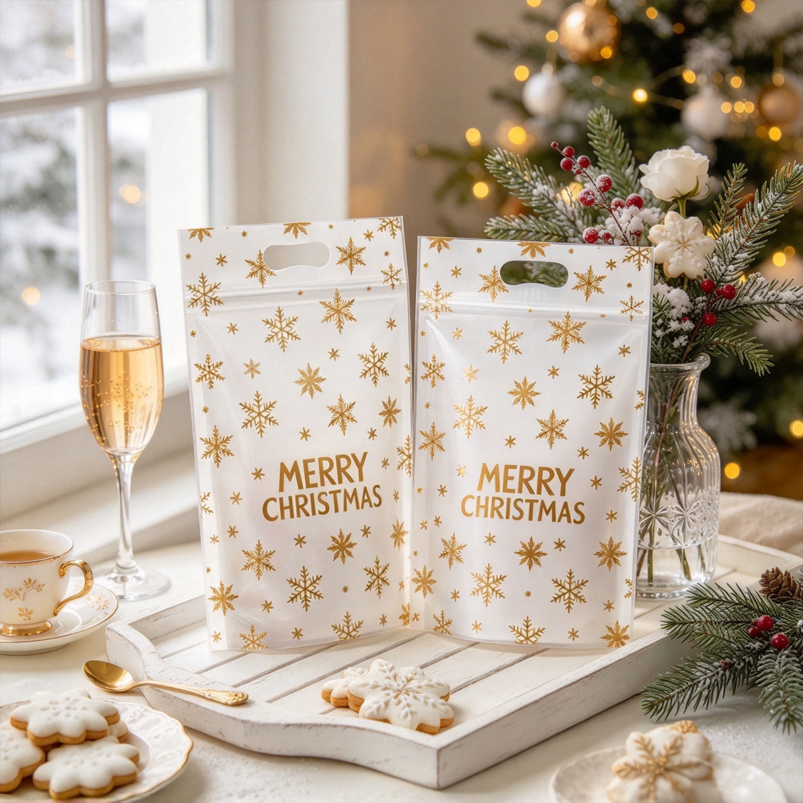 50 PCS Christmas Candy Bags Cartoon Stand Up Zipper Pouches for ...