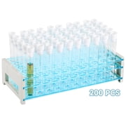 50 PCS Clear Plastic Test Tubes with Rack, 16 x 100 mm Test Tube with Caps and 50 Holes Tubes Rack for Scientific Experiments School Education