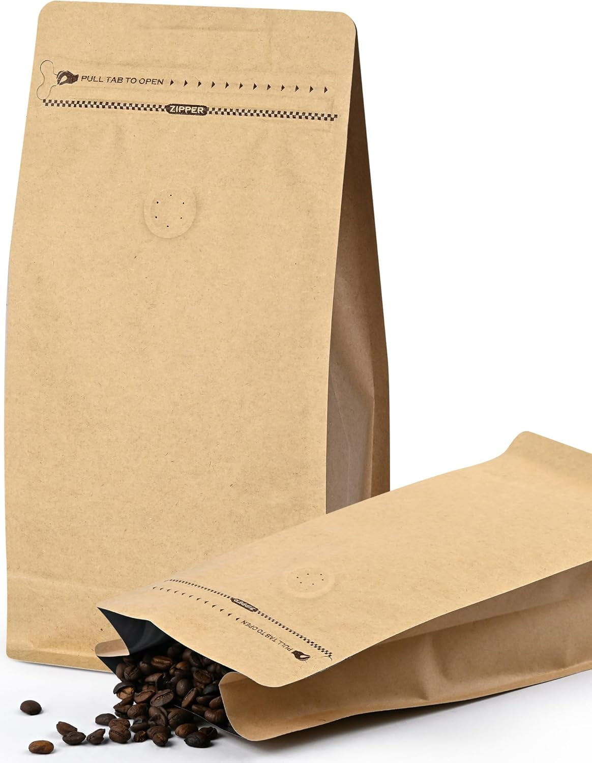 50 PCS Coffee Bags with Valve, (16 oz, 1 lb) Paper Stand Up Pouches ...