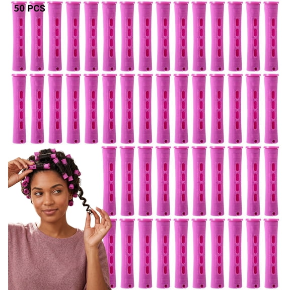50 Pcs Self Holding Cold Wave Hair Rollers, Ventilated Heatless Perm Rods for DIY Hairstyle
