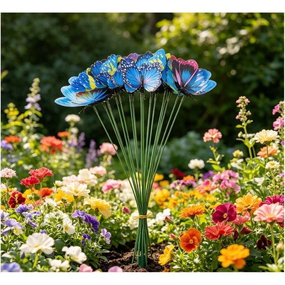 50 PCS Colorful Butterfly Garden Stakes, 9.84 inch Waterproof Butterfly Decorations, Outdoor Decorative Garden Stakes for Yard, Patio, Flower Beds