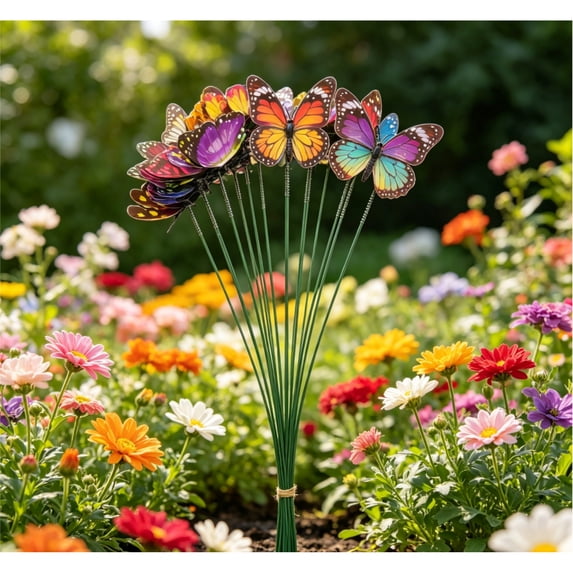 50 PCS Colorful Butterfly Garden Stakes, 9.84 inch Waterproof Butterfly Decorations, Outdoor Decorative Garden Stakes for Yard, Patio, Flower Beds