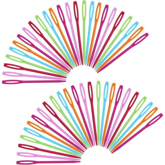 50 PCS Colorful Large Eye Plastic Sewing Needles, 2.75 Inch Yarn Needles Plastic Weaving Needles Embroidery Needles Safety Lacing Needles Learning Needles for DIY Sewing Handmade Crafts