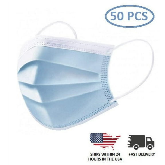 50 PCS Disposable 3 Ply Ear Loop Breathable Face Guard Masks