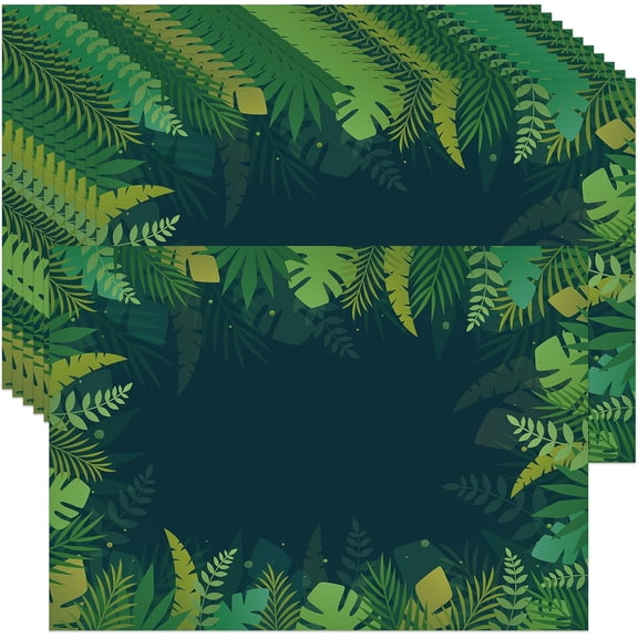 50 PCS Disposable Summer Paper Place Mats, Disposable Summer Theme Placemats Decorative Tropical Leaves Table Placemat for Summertime Dinner Table Birthday Party Decor, 13.8x9.8 in