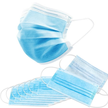 50 PCS Disposable Triple Layer protection Face Mask Masks General use 3-Ply Blue safety Filter Masks with elastic earloops