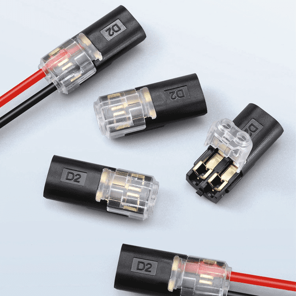 50 PCS Double-Wire Plug-in Cable Snap Connector Terminal Block w/ Locking Buckle