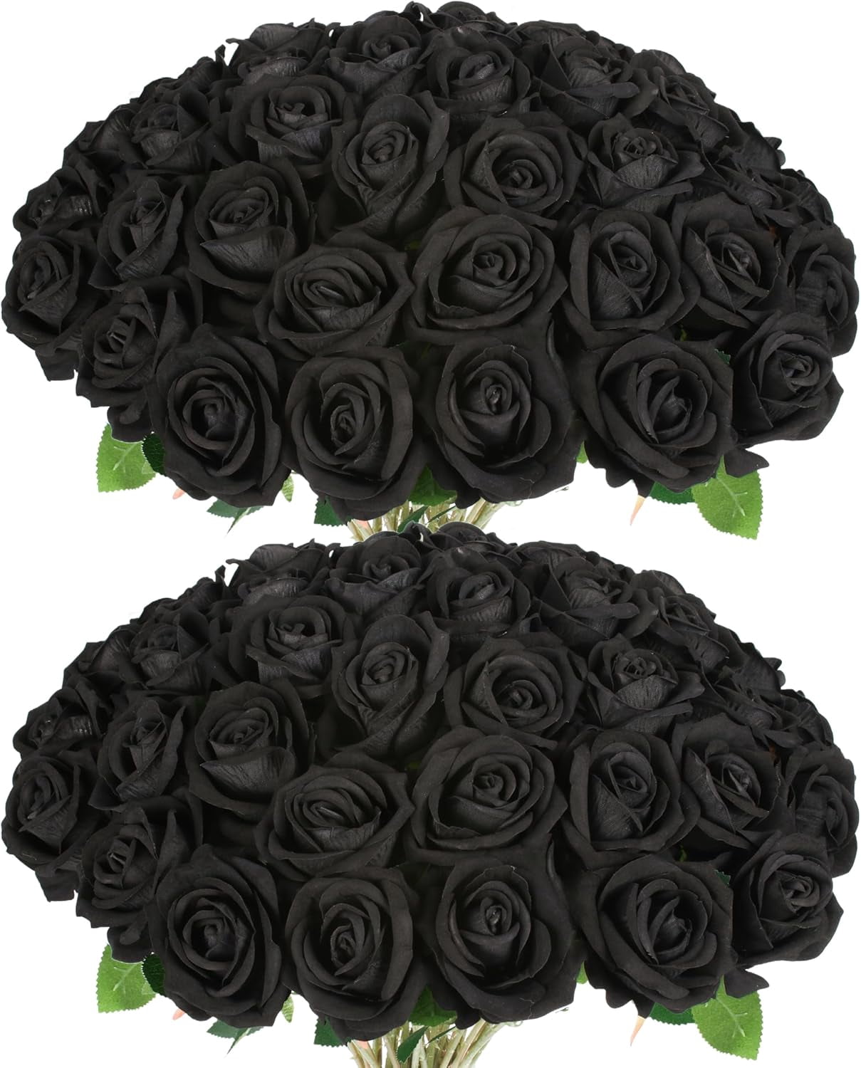 50 PCS Fake Black Roses, Artificial Flowers Bulk Halloween Decorations ...