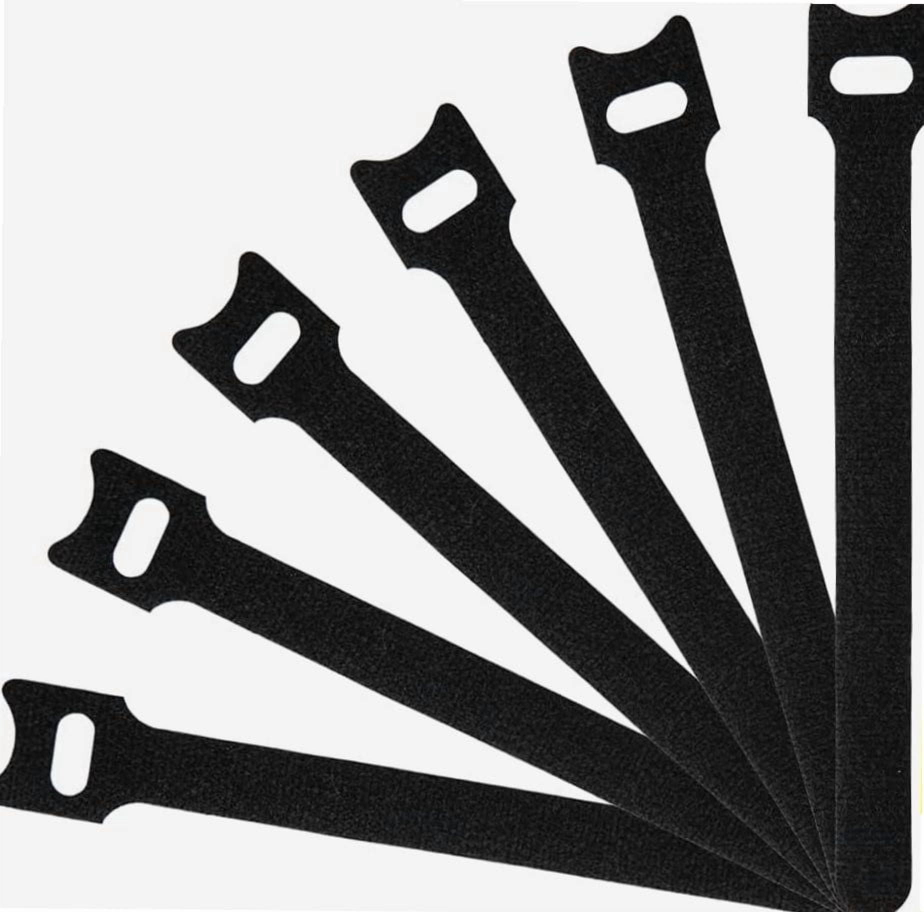Avantree 50-Pack Reusable Hook & Loop Cable Ties – 3 Sizes (5″, 6″, 10″), 5 Colors, Special Slotted Design For Quick Cord Management & Organization