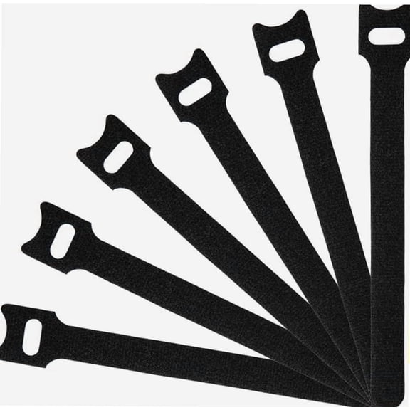 50 PCS Fastening Cable Ties Reusable, Premium 8-Inch Adjustable Cord Ties, Microfiber Cloth Cable Management Straps Hook Loop Cord Organizer Wire Ties Reusable (Black Colors)