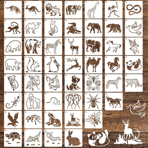 50 PCS Flower Stencils for Crafts Reusable Flower Stencils for Painting on Wood Rocks Canvas Fabric Glass Pottery 3.5 x 2 Inch