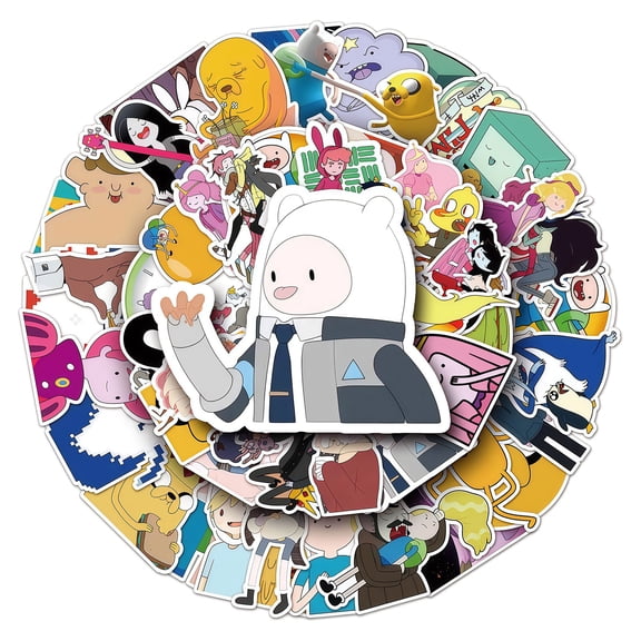 50 PCS For Adventure Time Theme Water Bottle Stickers for Teens,Vinyl Holiday Party Waterproof Stickers for Suitcases, Skateboard, Laptop Stickers