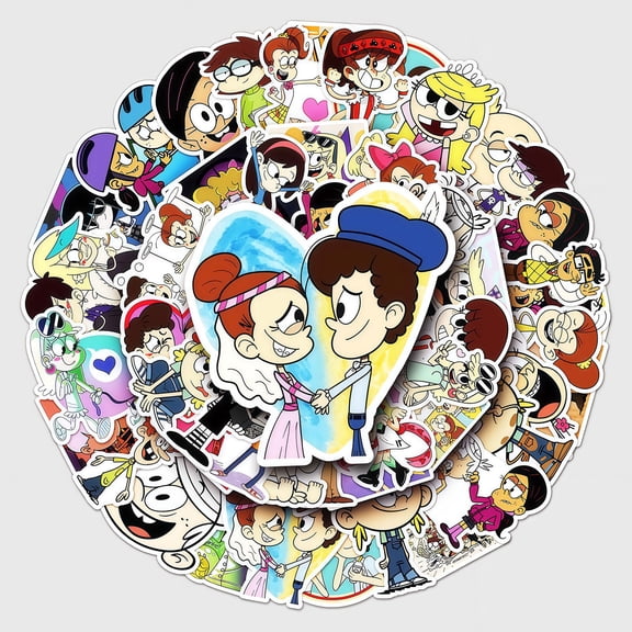 50 PCS For The Loud House Theme Water Bottle Stickers for Teens,Vinyl Holiday Party Waterproof Stickers for Suitcases, Skateboard, Laptop Stickers