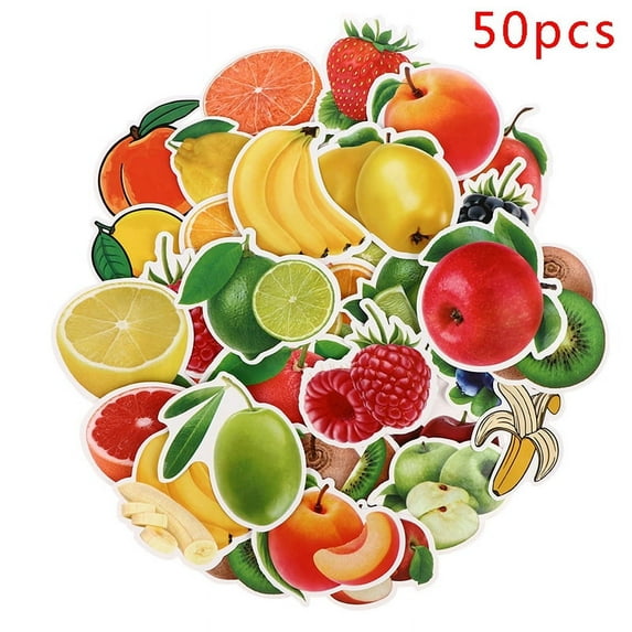 50 PCS Fruits Stickers For Kitchen Baking Cup Dish Refrigerator Fruit Stic TWA