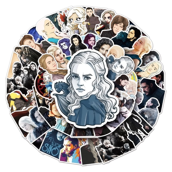 50 PCS For Game of Thrones TV Series Theme Water Bottle Stickers for Teens,Vinyl Holiday Party Waterproof Stickers for Suitcases, Skateboard, Laptop Stickers