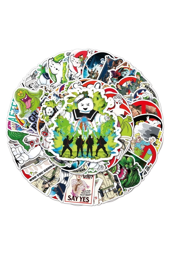 50 PCS For Ghostbusters Movie Theme Water Bottle Stickers for Girls Boys,Holiday Party Waterproof Vinyl Stickers for Laptop,Skateboard,Suitcase Stickers for Teens Gift