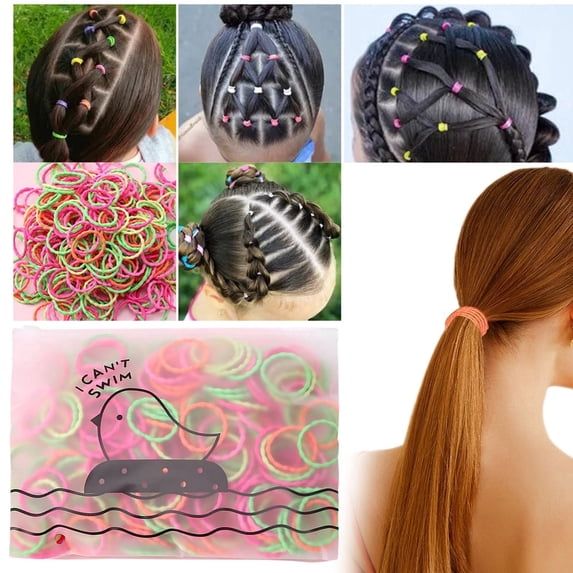 50 PCS Girls No Damage Hair BANDS Elastic Ties Tiny Ponytail Holder Rope Mixed Colors Soft Accessories Mini Seamless Toddler Hair Bands