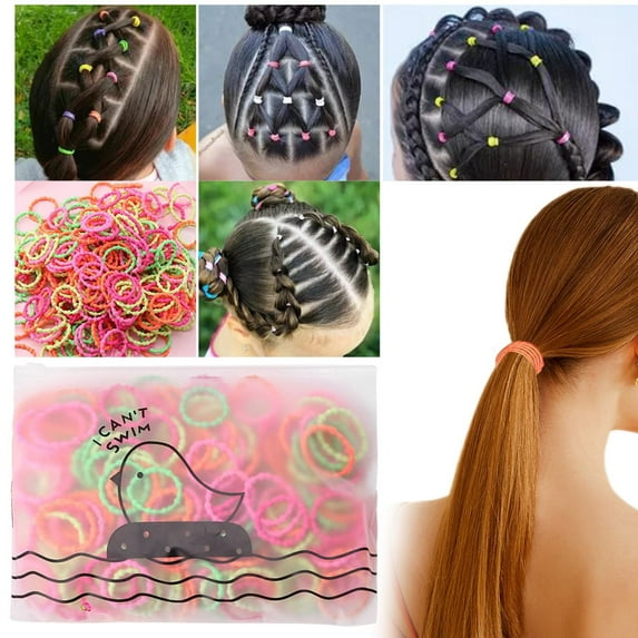 50 PCS Girls No Damage Hairband Elastic Hair Ties Tiny Ponytail Holder Rope Mixed Colors Soft Headband Accessories Mini Seamless Toddler Hair Bands