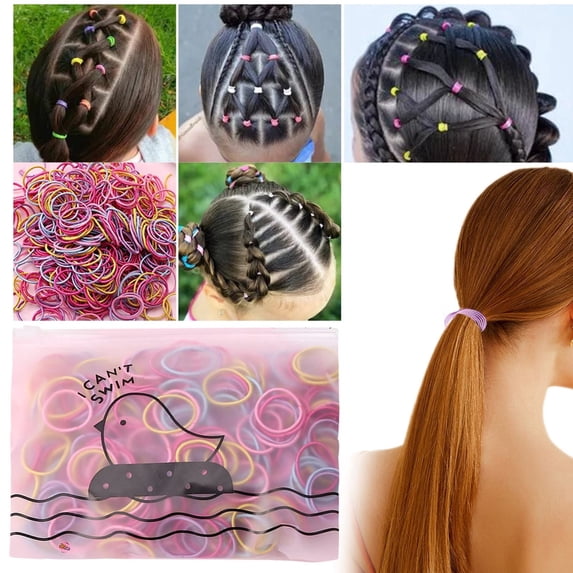 50 PCS Girls No Damage Hairband Elastic Hair Ties Tiny Ponytail Holder Rope Mixed Colors Soft Headband Accessories Mini Seamless Toddler Hair Bands