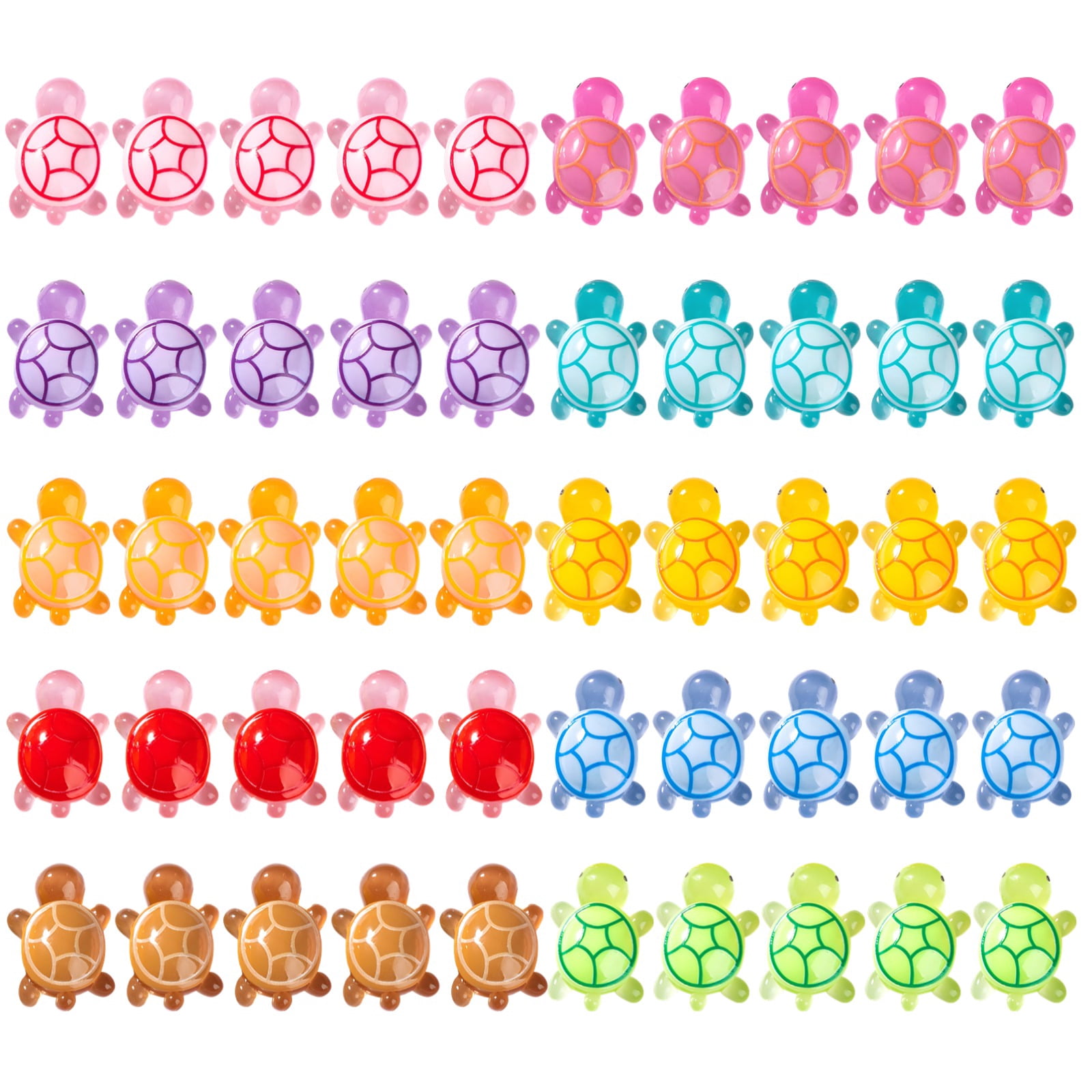50 PCS Glow in the Dark Mini Turtle Figurines, Resin Miniature Animals ...