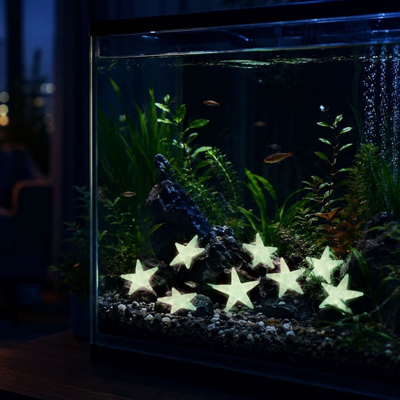 50 PCS Glow in The Dark Rocks - Color Luminous Stones Starfish-Shaped Sea Aquarium Glow Stones Fish Tank Rocks Outdoor Decor Garden Yard Walkway Pathway