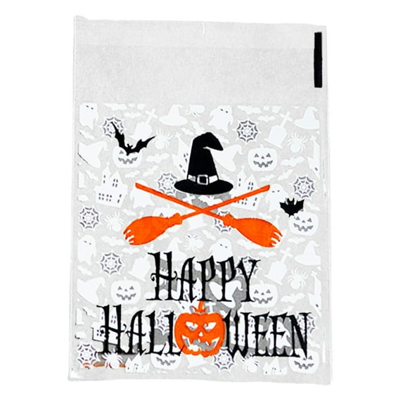 50 PCS Halloween Treat Ziplock bags(4x4 Inch) Self-sealing Candy Cookie Goodie Goody Small Gift Wrap Bags for Halloween Party Favors Supplies Decorations Spider Web Bat Pumpkin Pouches Table Decor