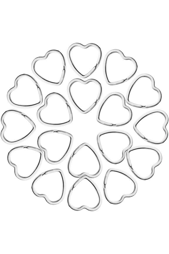 50 PCS Heart Shape Keyring Metal Silver Split Key Rings Valentine's Day Mother's Day