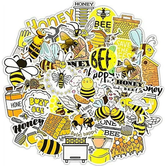 50 PCS Honey Bee Stickers,Aesthetic Gift Animal Protection Waterproof Vinyl Decals for Laptop Water Bottle Car Luggage Skateboard