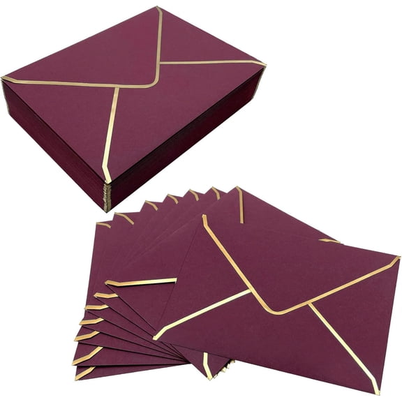 50 PCS Invitation Envelopes, 5x7 Envelopes for Invitations Red Envelopes for 5x7 Cards A7 Luxury Envelopes Mailing Envelopes for Wedding, Graduation
