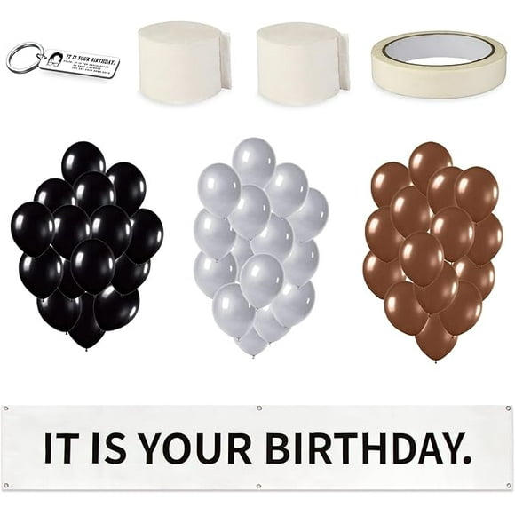 50 PCS It Is Your Birthday Banner Set, The Office Merchandise Vinyl Banner with Metal Hanging Grommets, Balloons, Paper Streamer and Tape for Birthday Party Supplies, Party Decorations