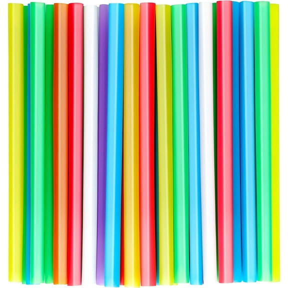 50 PCS Jumbo Smoothie Straws, Colorful Disposable Plastic Milkshake Straw (0.43" Diameter and 8.2" long)