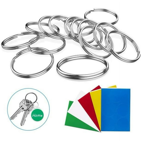 50 PCS Key Chain Rings Bulk Keychain Rings with 50 PCS Colorful Key Lables Stickers for Home, Office, Hotel, Rental, Apartment, Christmas Gifts, Keys Attachment,Keys Organization