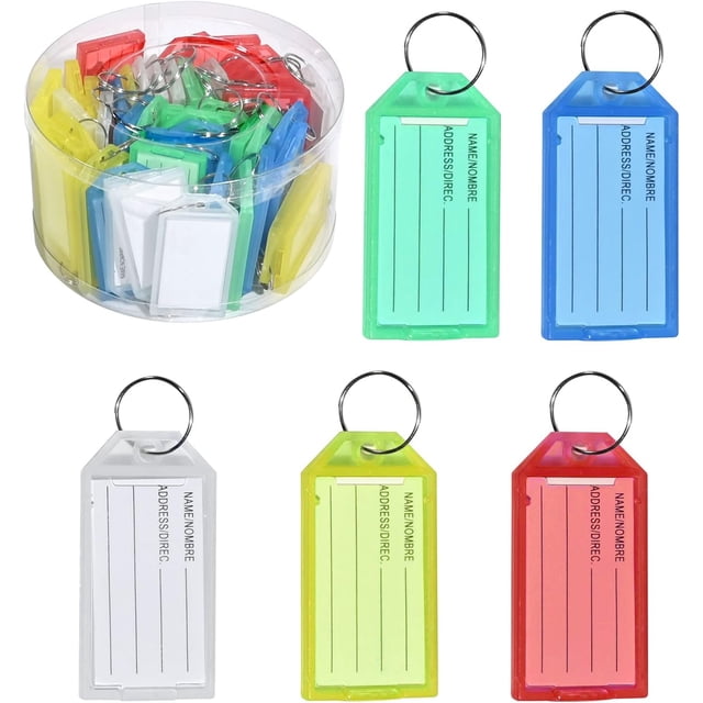 50 PCS Key Tags with Labels, Plastic Key Tags with Split Ring Label ...