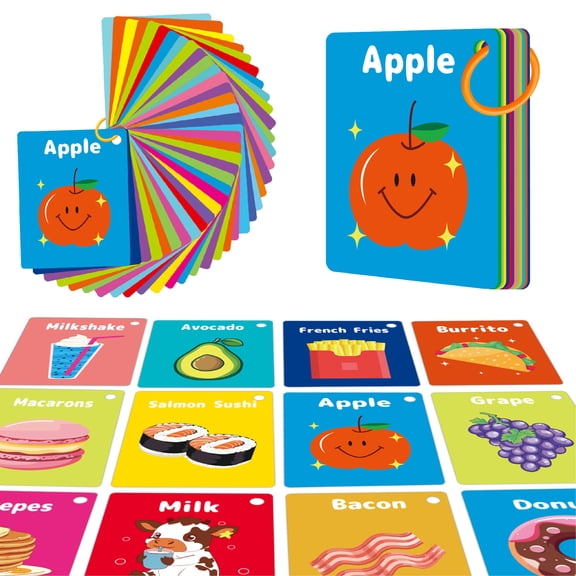 7-in-1 Educational Flash Cards for Toddlers - 50 Double-Sided Cards for Alphabet, Numbers, Colors & Shapes - Preschool Learning Set with 2 Storage Rings