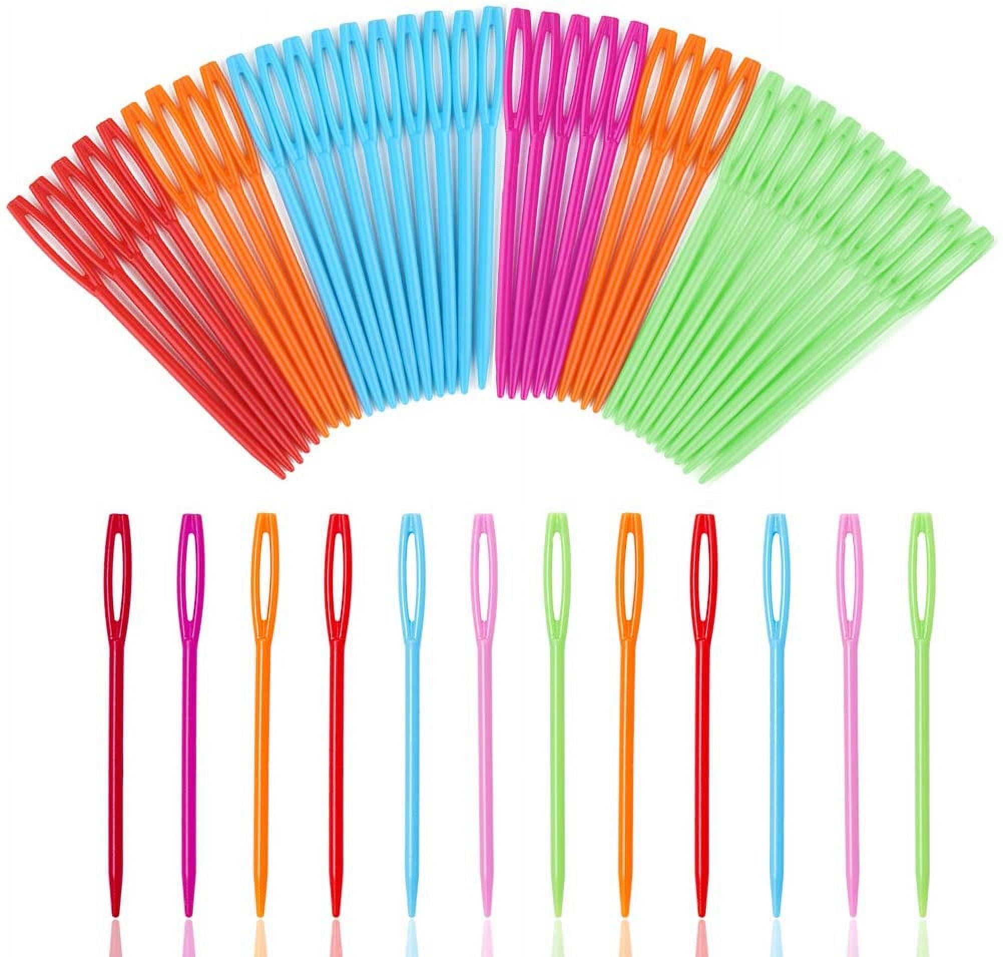 30 Pieces Colorful Plastic Sewing Needles, 9cm Length, Large Eye 6mm, Blunt Needles, Learning Needles, Plastic Yarn Needles, Safety Lacing Needles