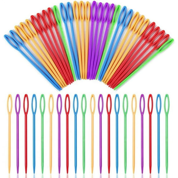 50 PCS Large Eye Plastic Needles(3.5Inch/9cm), Blunt Needles Learning Needles, Safety Plastic Lacing Needles for Kids and Sewing Handmade Crafts