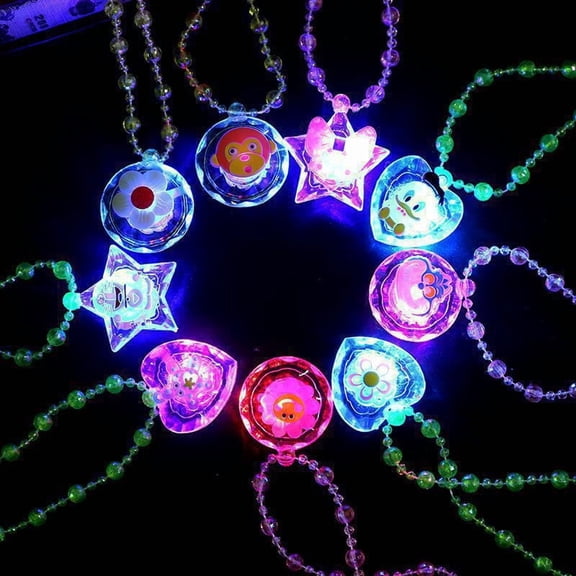 50 PCS Led Luminous Necklaces Led Flashing Pendant Necklace Children Birthday Party Gift Glowing Necklace