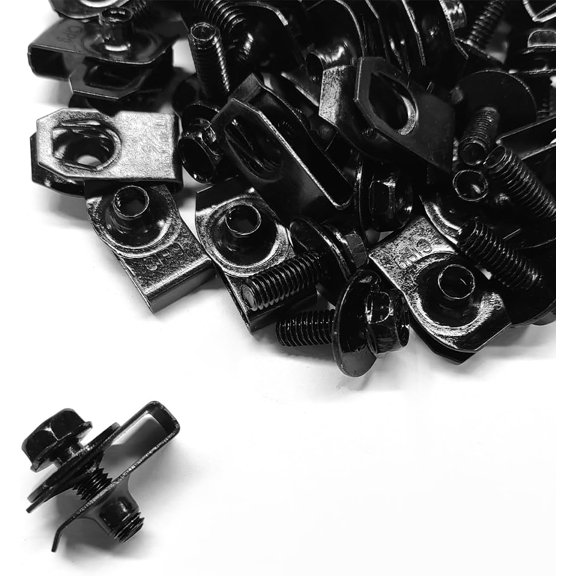 50 PCS M6-1.0 Body Bolts U-Nuts Kit, Extruded U Nuts & Hex Head Auto Fender Bolt Screws, Push Pull Metal Retainers Rust-Resistant Bolts for Engine Cover Bumper Fender Liner