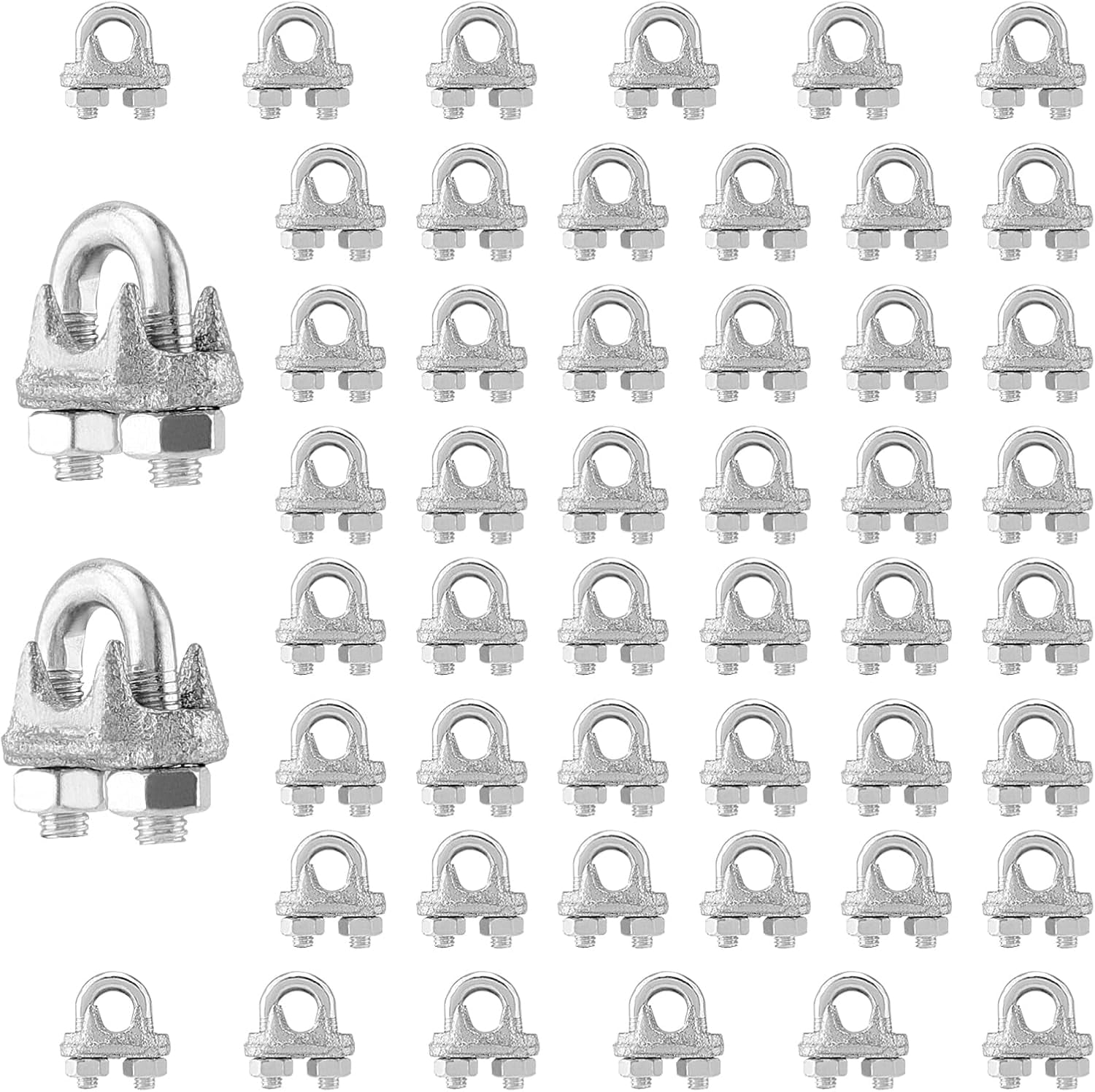 Quarter Inch Steel Rope 50 PCS M6 Wire Rope Cable Clamp, 1/4 Inch Wire Rope Clip 304 Stainless ...
