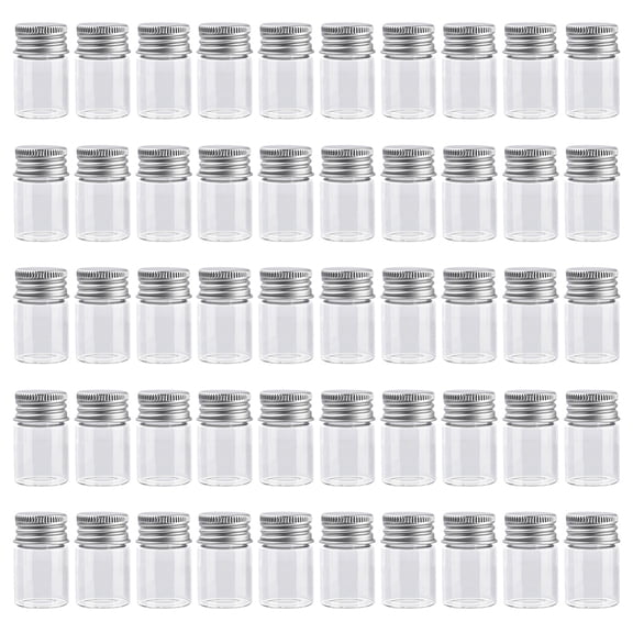 50 PCS Mini Glass Bottles 6ml/0.2oz Tiny Glass Vials with Screw Aluminum Cap Leak Proof Clear Empty Lab Jars Containers Sample Vials