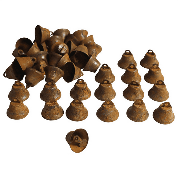50 PCS Mini Jingle Bells, Christmas for Crafting Wreath Craft Holiday Home Decoration Bells (Rusty 1 Inch)