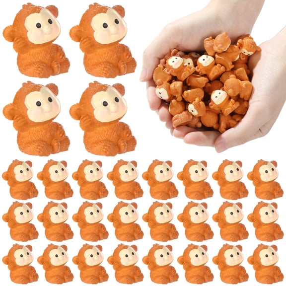 50 PCS Mini Monkey Figurines, Cute Jungle Animal Resin Miniature Ornaments for Micro Landscape, Fairy Garden, Cake Decor, Bookcase, Aquarium, Terrarium Accessories Bulk Set