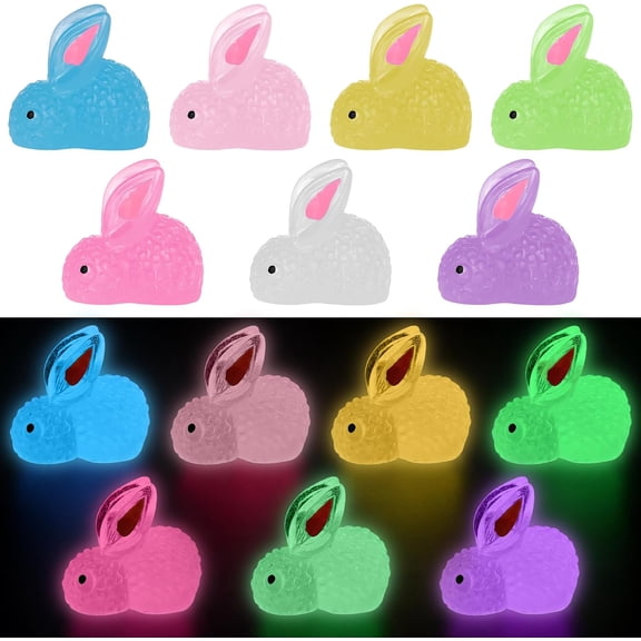 50 PCS Mini Resin Bunny Luminous Miniature Plastics Rabbit | Glow In The Dark Tiny Rabbit Figures for Easter Craft, Garden Decor, Home Decorations