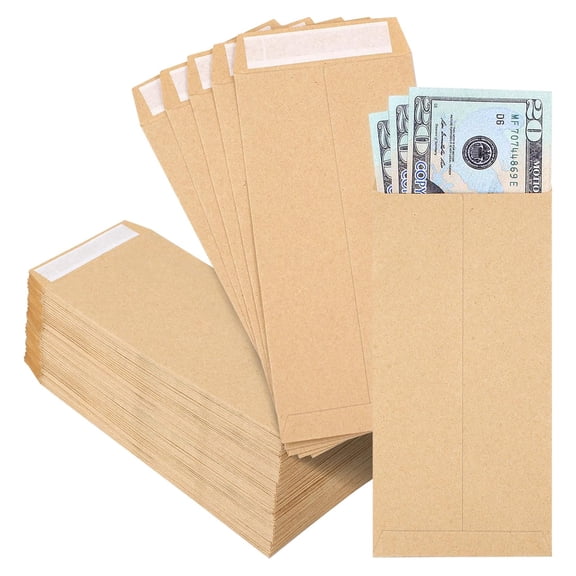 50 PCS Money Envelopes for Cash Kraft Paper, 6.5”x3.2” Small Cash Envelopes for Self-Adhesive, Money Saving Challenge Coin Envelopes for Coin, Check, Budget, Small Item Organizer